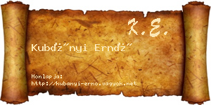 Kubányi Ernő névjegykártya